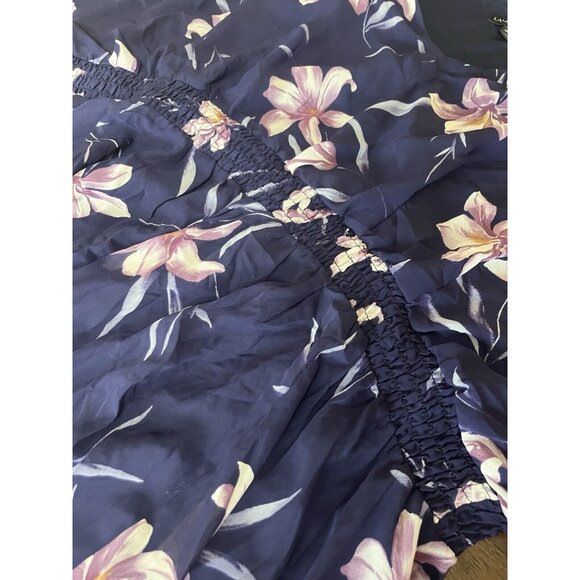 Lane Bryant Blue Floral Purple Dress Women’s Size 26 - Picture 3 of 12